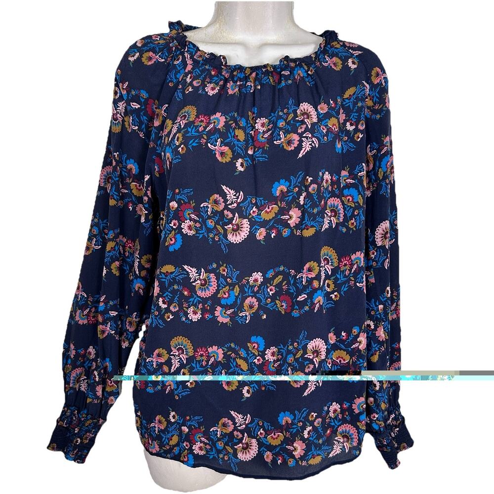 Boden Sadie lightweight Floral Silk Peasant Blouse Mini Ruffles Womens Sz US 6